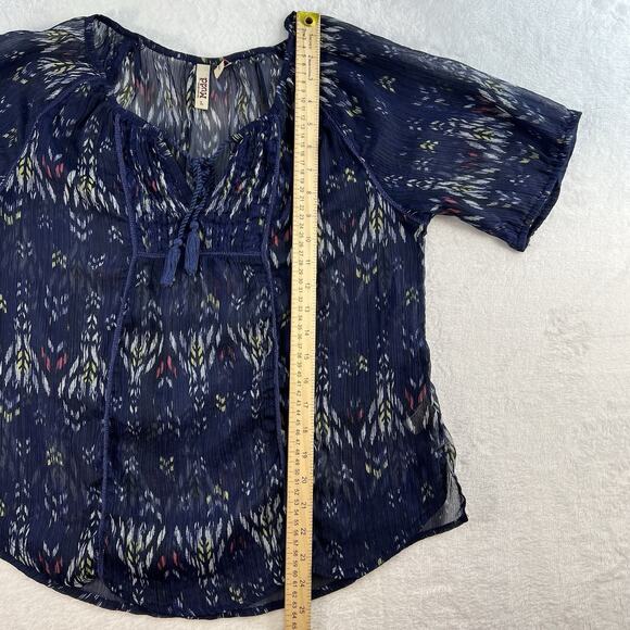 Y2K Mudd L Large Top Sheer Aztec Graphic Whimsygoth Fairy Boho Grunge Women’s - Picture 10 of 12